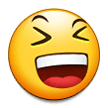 Grinning Squinting Face as drawn by Samsung in Experience 8.0