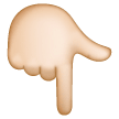backhand index pointing down: light skin tone as rendered by Samsung