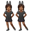 women with bunny ears: medium-dark skin tone as rendered by Samsung