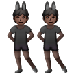 people with bunny ears: dark skin tone as rendered by Samsung