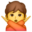 person gesturing NO as rendered by Samsung