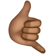 call me hand: medium-dark skin tone as rendered by Samsung