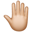 raised back of hand: medium-light skin tone as rendered by Samsung
