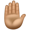 raised hand: medium skin tone as rendered by Samsung