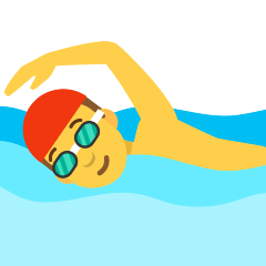 man swimming as rendered by Skype