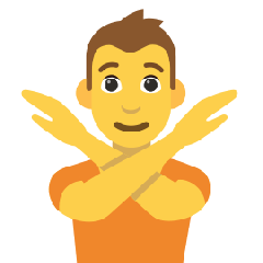 person gesturing NO as rendered by Skype