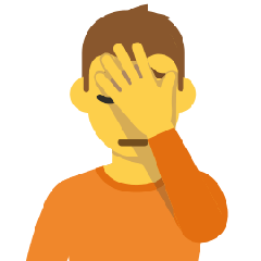 person facepalming as rendered by Skype