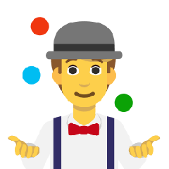 person juggling as rendered by Skype