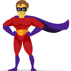 man superhero as rendered by Skype