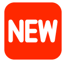 Wort „New“ in blauem Quadrat as rendered by SoftBank