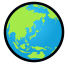 Globe Showing Asia-Australia, the design in this release