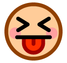 وجه بعينين مغلقتين ولسان متدلٍ as rendered by SoftBank