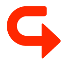 left arrow curving right as rendered by SoftBank
