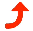 right arrow curving up as rendered by SoftBank