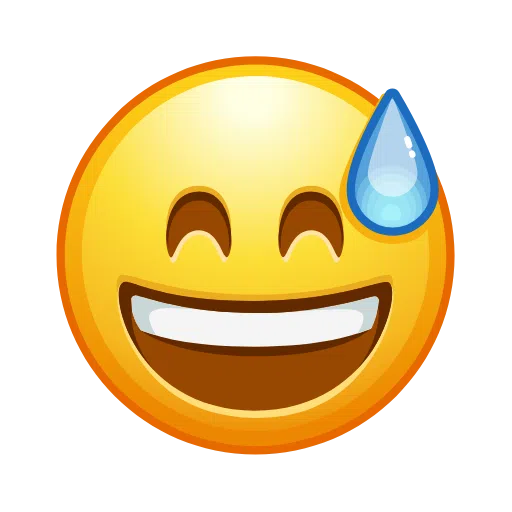 Grinning Face with Sweat as drawn by Telegram in Telemoji March 2023