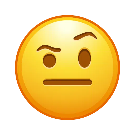 Face with Raised Eyebrow as drawn by Telegram in Telemoji March 2023