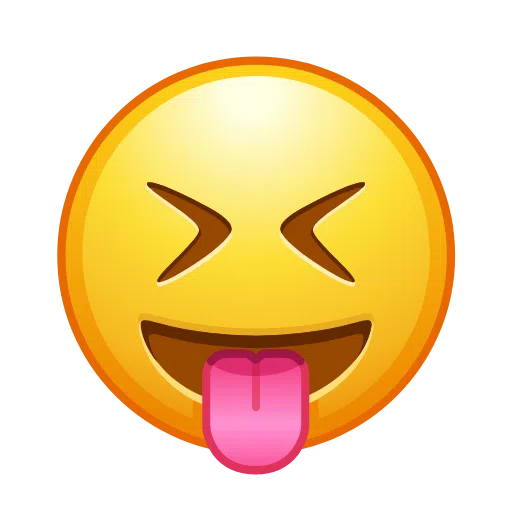 وجه بعينين مغلقتين ولسان متدلٍ as rendered by Telegram