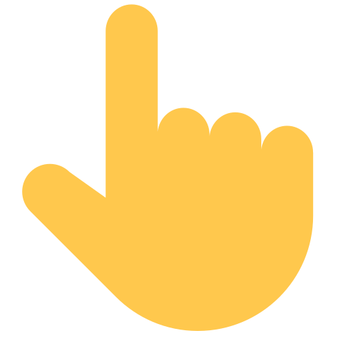 backhand index pointing up as rendered by Toss Face