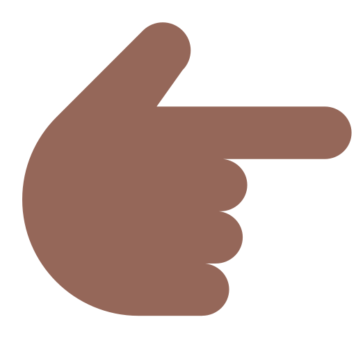 backhand index pointing right: medium-dark skin tone as rendered by Toss Face