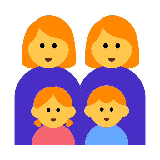 family: woman, woman, girl, boy as rendered by Toss Face