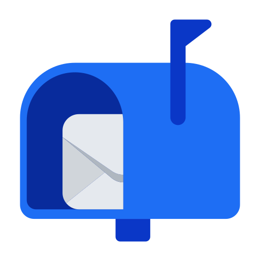 open mailbox with raised flag as rendered by Toss Face