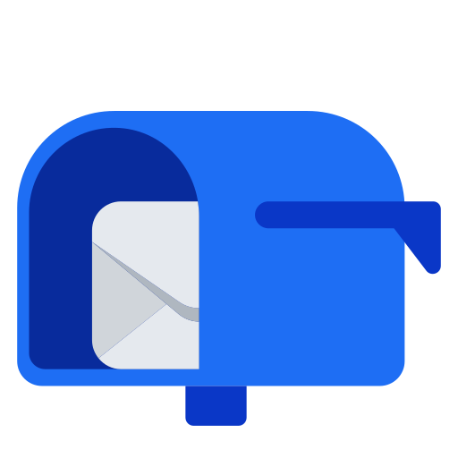 open mailbox with lowered flag as rendered by Toss Face
