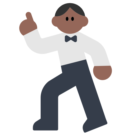 man dancing: medium-dark skin tone as rendered by Toss Face