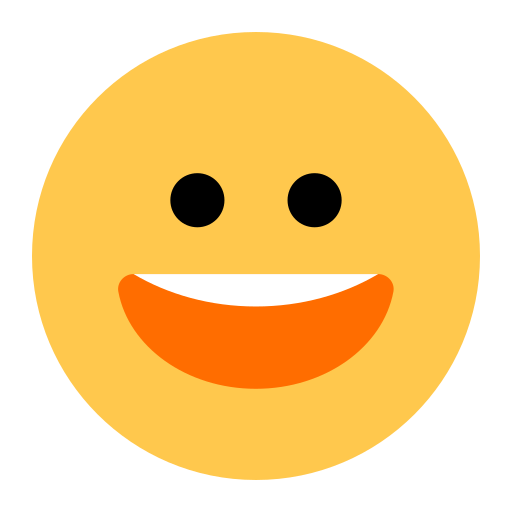 grinning face as rendered by Toss Face