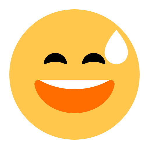 Grinning Face with Sweat, the design in this release