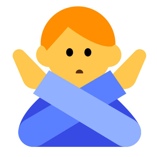 man gesturing NO as rendered by Toss Face