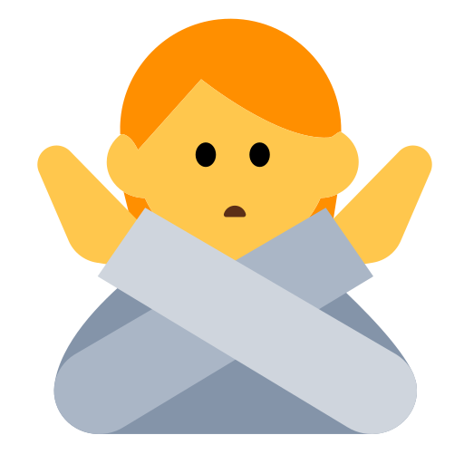 person gesturing NO as rendered by Toss Face