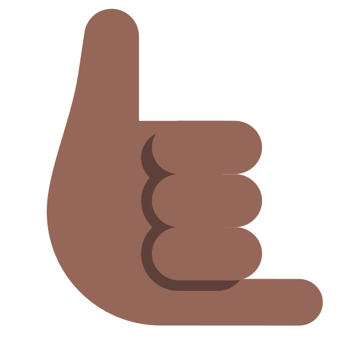 call me hand: medium-dark skin tone as rendered by Toss Face
