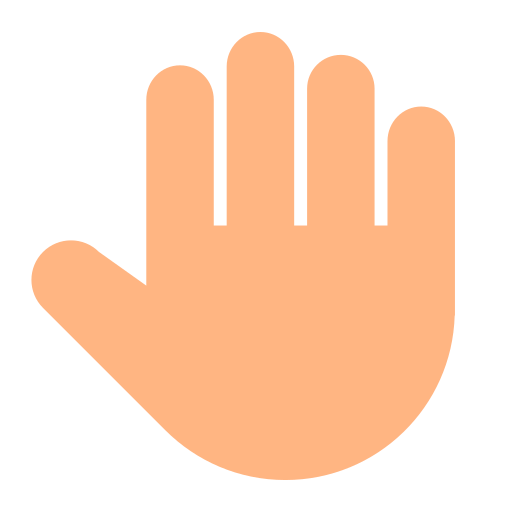 raised back of hand: medium-light skin tone as rendered by Toss Face