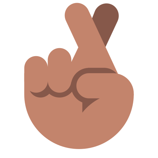 crossed fingers: medium skin tone as rendered by Toss Face