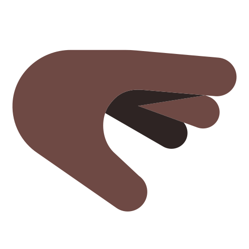 mano con la palma hacia abajo: tono de piel oscuro as rendered by Toss Face