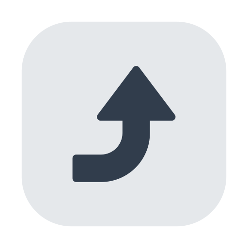 right arrow curving up as rendered by Toss Face