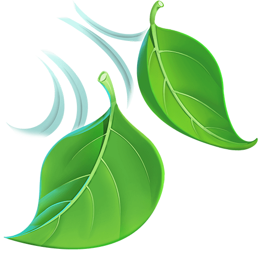 leaf fluttering in wind as rendered by Twitter Emoji Stickers