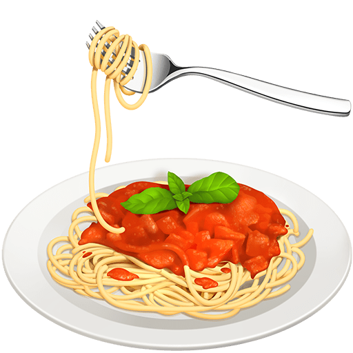 spaghetti as rendered by Twitter Emoji Stickers
