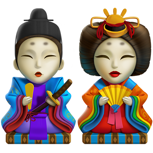 Japanese dolls as rendered by Twitter Emoji Stickers
