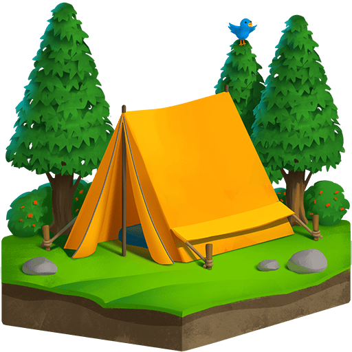 camping as rendered by Twitter Emoji Stickers
