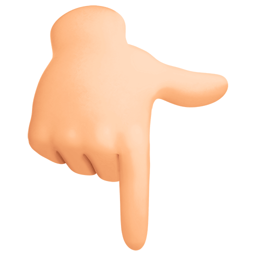 backhand index pointing down: light skin tone as rendered by Twitter Emoji Stickers
