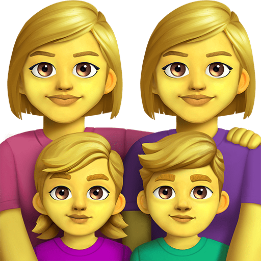 family: woman, woman, girl, boy as rendered by Twitter Emoji Stickers