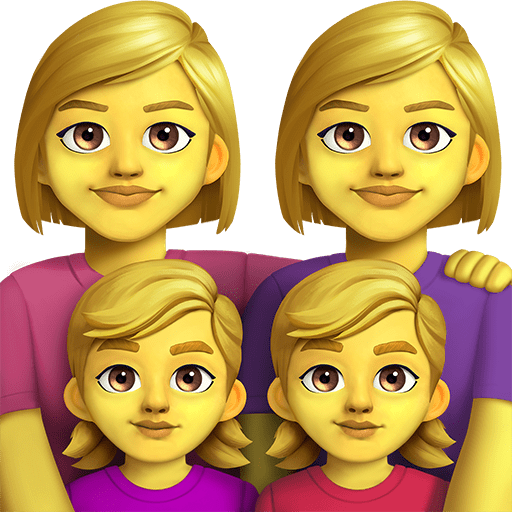 family: woman, woman, girl, girl as rendered by Twitter Emoji Stickers