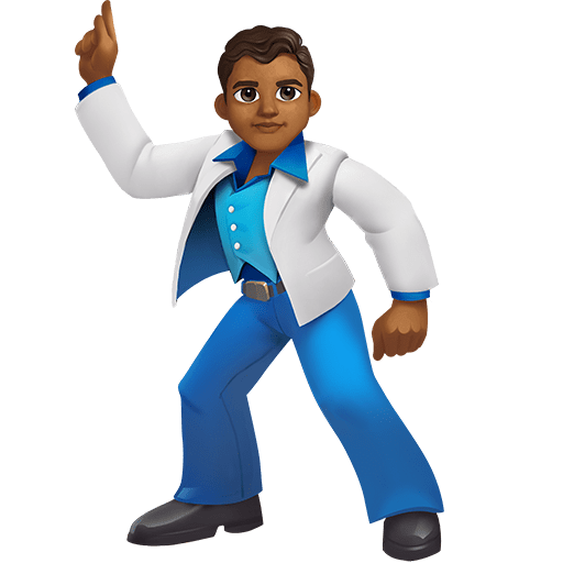man dancing: medium-dark skin tone as rendered by Twitter Emoji Stickers