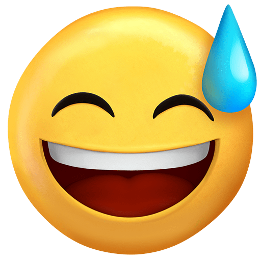 Rosto Risonho Com Gota De Suor as drawn by Twitter Emoji Stickers in 13.1