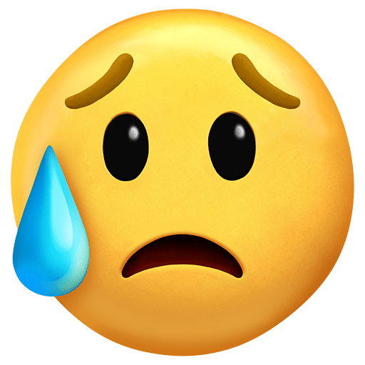 faccina delusa ma sollevata as rendered by Twitter Emoji Stickers