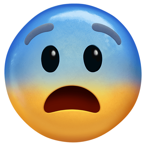 faccina impaurita as rendered by Twitter Emoji Stickers