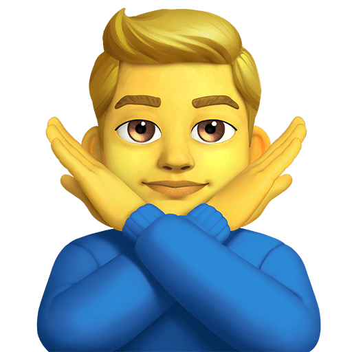man gesturing NO as rendered by Twitter Emoji Stickers