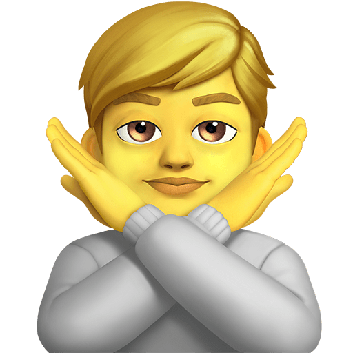 person gesturing NO as rendered by Twitter Emoji Stickers