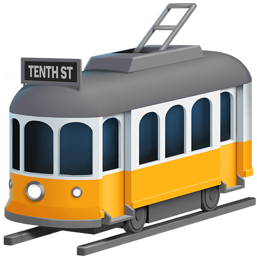 tram car as rendered by Twitter Emoji Stickers